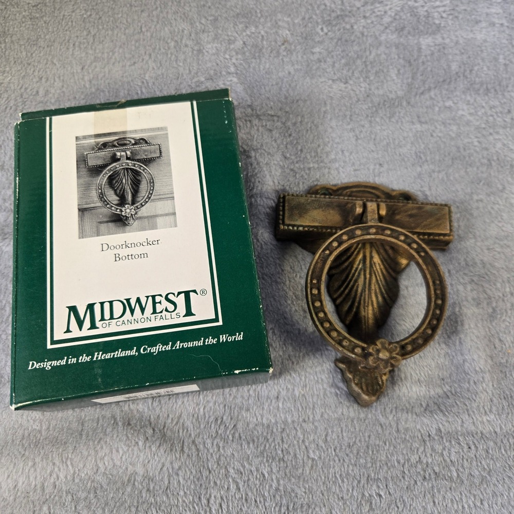 Midwest of Cannon Falls Door Knocker Bottom Base Antiqued Brass Leaf Ring 25935